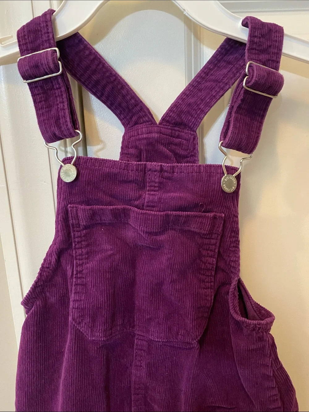 art class Purple Corduroy Overall Dress with Front Pocket